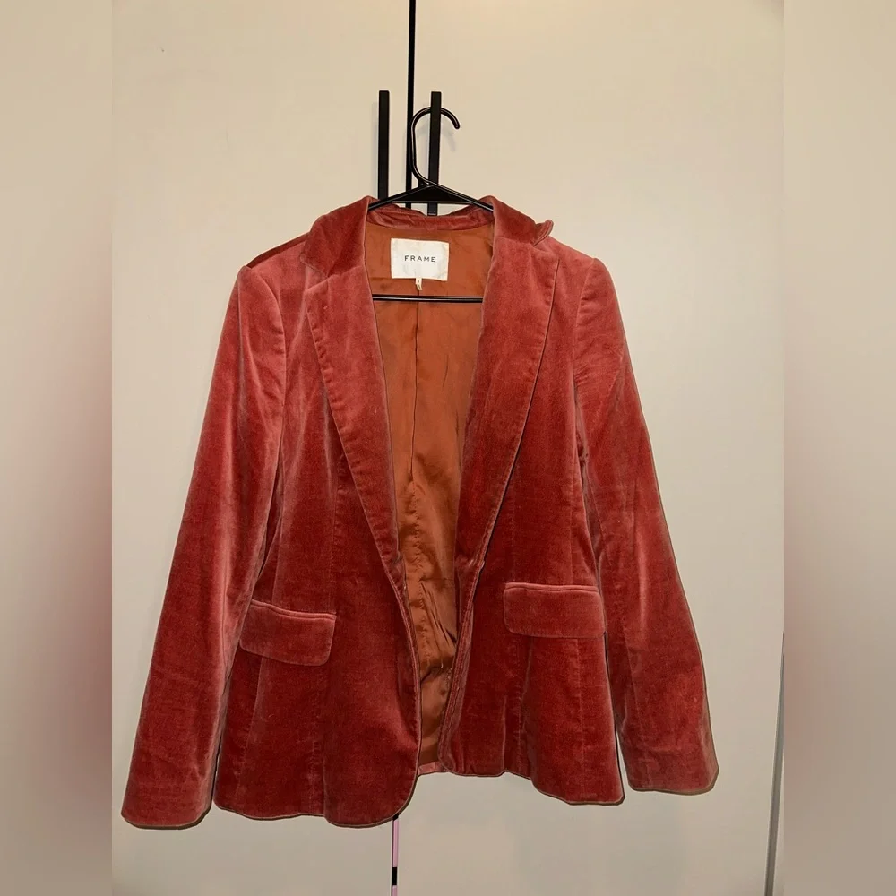 Frame Denim Women's Terracotta Velvet Blazer size 6 - Picture 5 of 7
